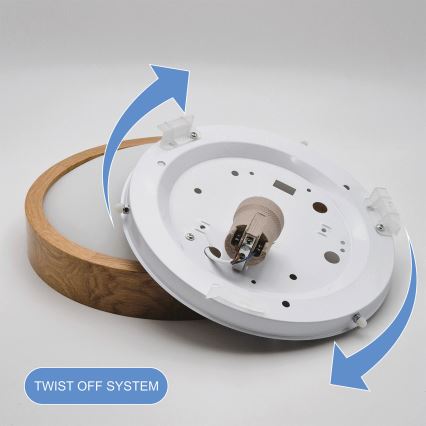 Brilagi - LED RGBW Ρυθμιζόμενο φωτιστικό οροφής CARVALHO SLIM 1xE27/15W/230V 2700-6500K Wi-Fi, φινίρισμα δρυός, διάμ. 27 εκ.