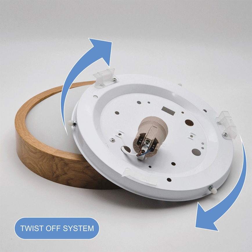 Brilagi - LED RGBW Ρυθμιζόμενο φωτιστικό οροφής CARVALHO SLIM 1xE27/15W/230V 2700-6500K Wi-Fi, φινίρισμα δρυός, διάμ. 27 εκ.