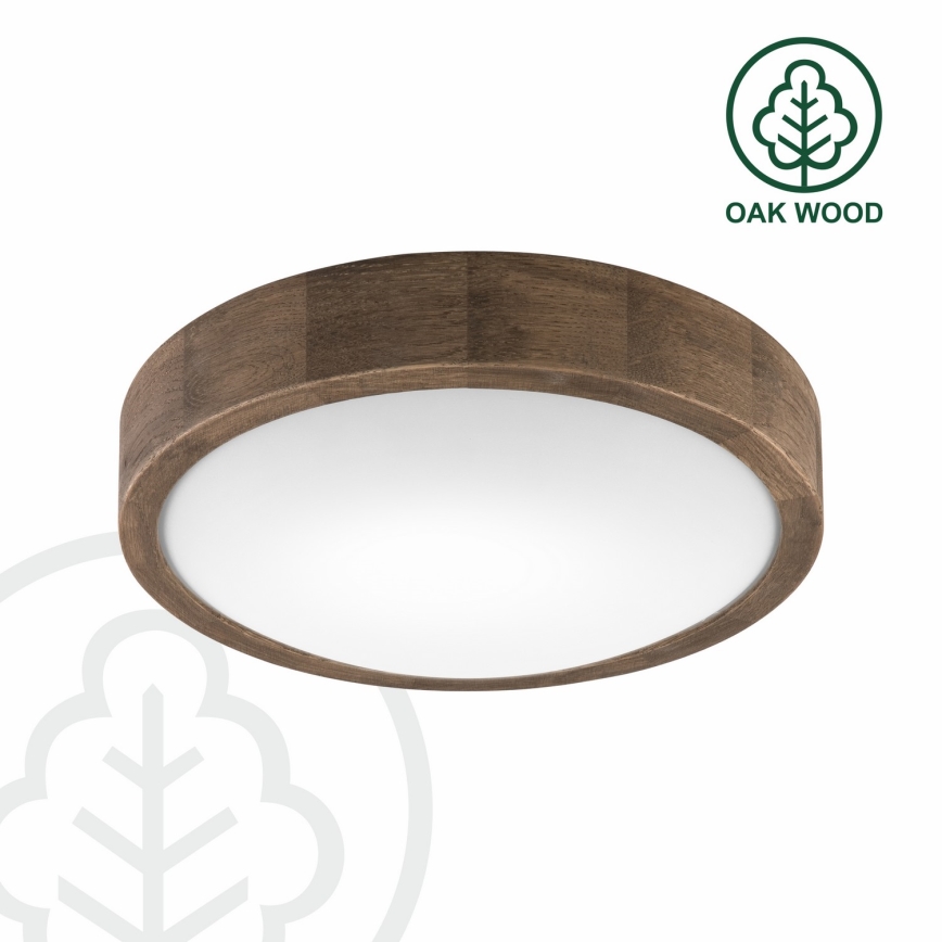 Brilagi - LED RGBW Ρυθμιζόμενο φωτιστικό οροφής CARVALHO SLIM 1xE27/9W/230V 2700-6500K Wi-Fi σε απόχρωση δρυός Ø 27 cm