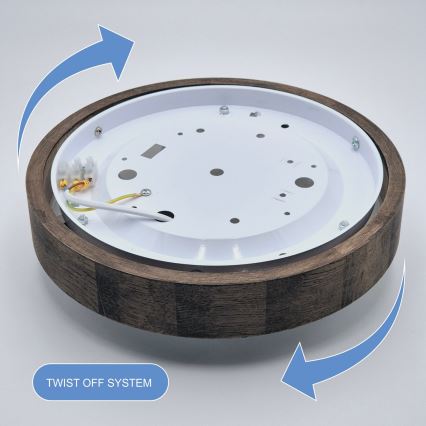 Brilagi - LED RGBW Ρυθμιζόμενο φωτιστικό οροφής CARVALHO SLIM 1xE27/9W/230V 2700-6500K Wi-Fi σε απόχρωση δρυός Ø 27 cm