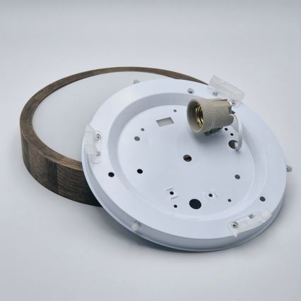 Brilagi - LED RGBW Ρυθμιζόμενο φωτιστικό οροφής CARVALHO SLIM 1xE27/9W/230V 2700-6500K Wi-Fi σε απόχρωση δρυός Ø 27 cm