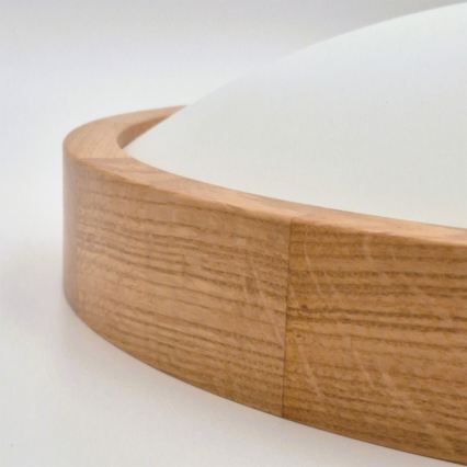 Brilagi - LED RGBW Ρυθμιζόμενο φωτιστικό οροφής CARVALHO SLIM 2xE27/15W/230V 2700-6500K Wi-Fi φινίρισμα δρυός Ø 37 cm