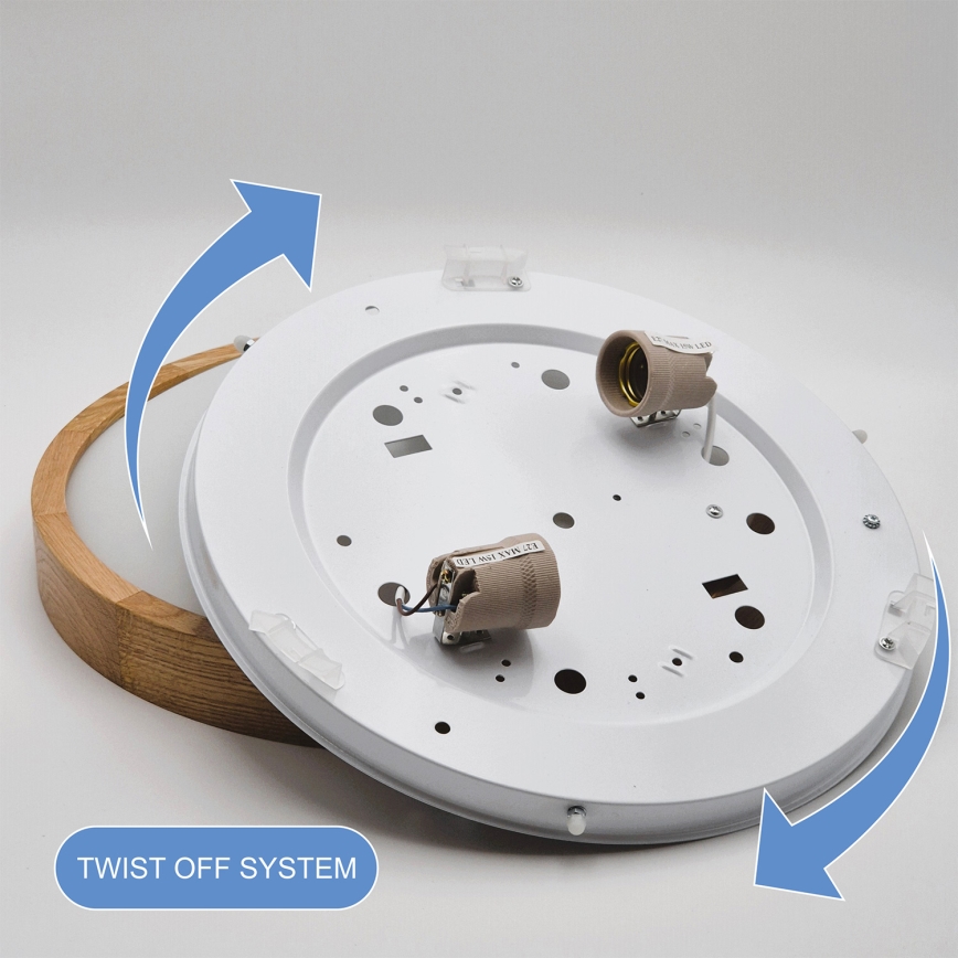 Brilagi - LED RGBW Ρυθμιζόμενο φωτιστικό οροφής CARVALHO SLIM 2xE27/15W/230V 2700-6500K Wi-Fi φινίρισμα δρυός Ø 37 cm