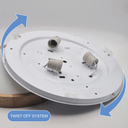 Brilagi - LED RGBW ρυθμιζόμενο φωτιστικό οροφής CARVALHO SLIM 3xE27/15W/230V 2700-6500K Wi-Fi σε φινίρισμα δρυός, διάμ. 47 cm