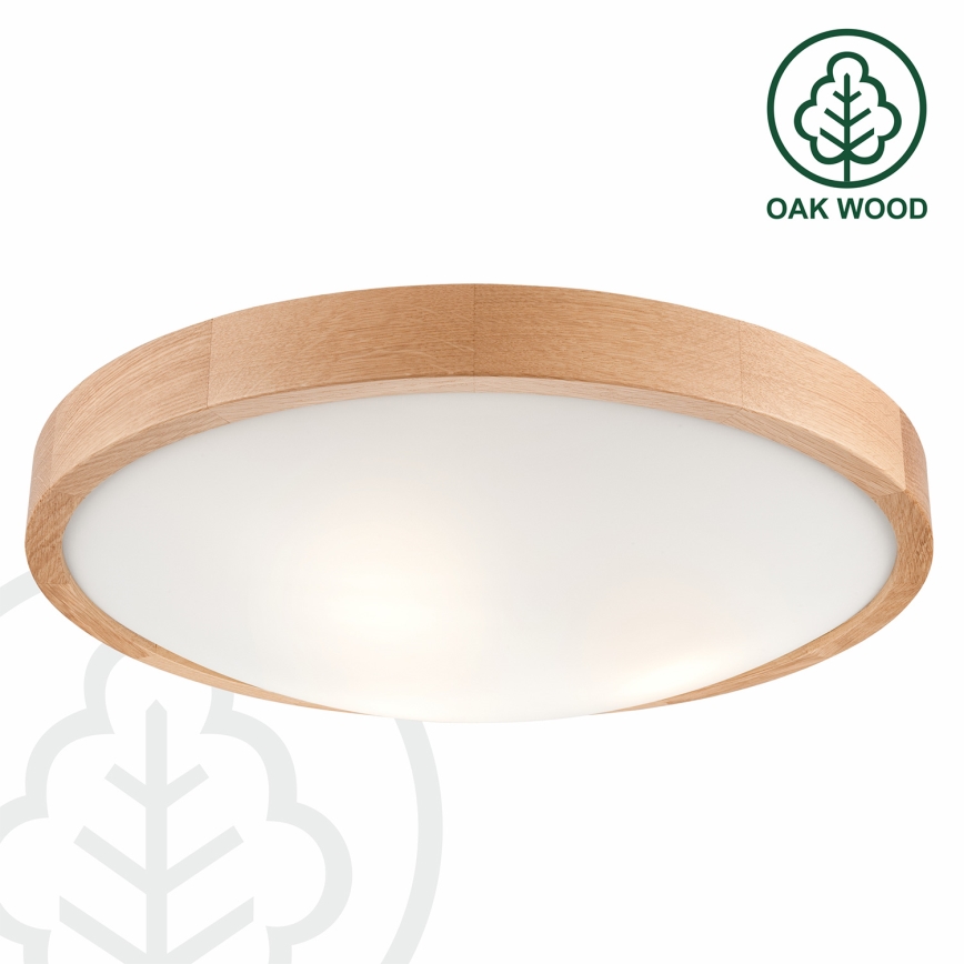 Brilagi - LED RGBW ρυθμιζόμενο φωτιστικό οροφής CARVALHO SLIM 3xE27/15W/230V 2700-6500K Wi-Fi σε φινίρισμα δρυός, διάμ. 47 cm