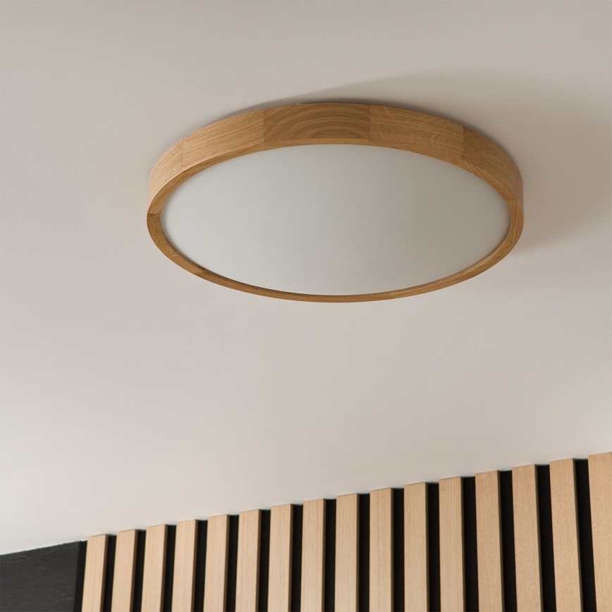 Brilagi - LED RGBW ρυθμιζόμενο φωτιστικό οροφής CARVALHO SLIM 3xE27/9W/230V 2700-6500K Wi-Fi σε φινίρισμα δρυός, διάμ. 47 cm