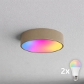 BRILAGI - LED RGBW Ρυθμιζόμενο φωτιστικό οροφής CLARE 2xE27/12W/230V 2700-6500K διάμ. 30 εκ. μπεζ