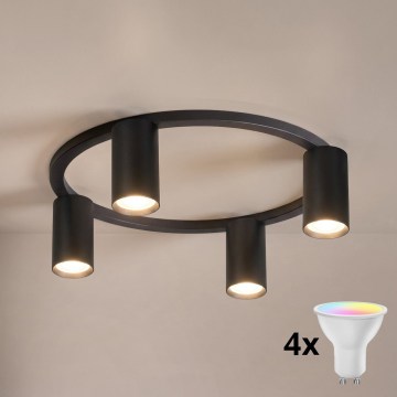 Brilagi - LED RGBW Ρυθμιζόμενο φωτιστικό οροφής SELE 4xGU10/6,5W/230V 2700-6500K μαύρο