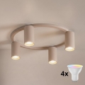 Brilagi - LED RGBW ρυθμιζόμενο φωτιστικό οροφής SELE 4xGU10/6,5W/230V 2700-6500K μπεζ