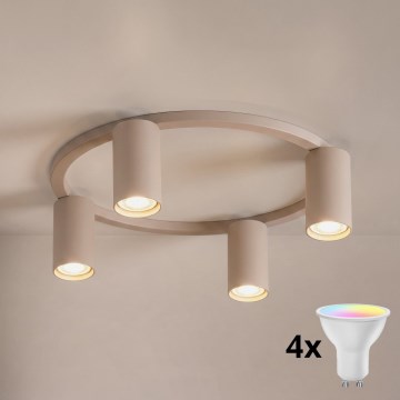 Brilagi - LED RGBW ρυθμιζόμενο φωτιστικό οροφής SELE 4xGU10/6,5W/230V 2700-6500K μπεζ