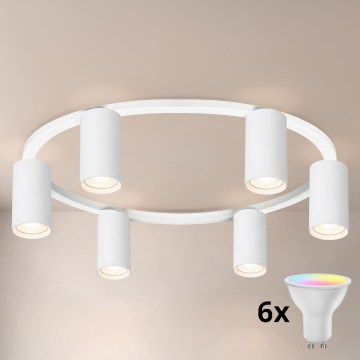 Brilagi - LED RGBW ρυθμιζόμενο φωτιστικό οροφής SELE 6xGU10/6,5W/230V 2700-6500K λευκό + τηλεχειριστήριο