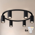 Brilagi - LED RGBW ρυθμιζόμενο φωτιστικό οροφής SELE 6xGU10/6,5W/230V 2700-6500K μαύρο + τηλεχειριστήριο