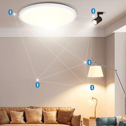 Brilagi - LED RGBW ρυθμιζόμενο φωτιστικό οροφής VIBE LED/24W/230V 3000-6500K διάμ. 26 εκ. λευκό + τηλεχειριστήριο