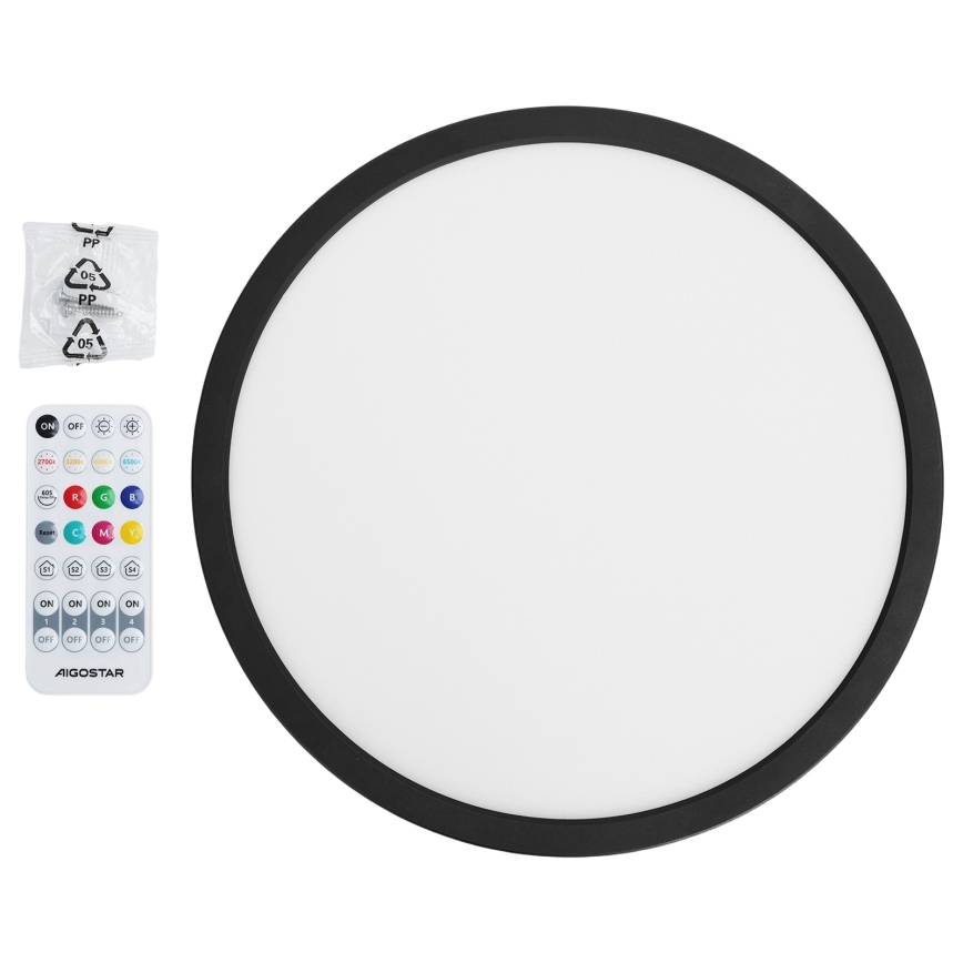 Brilagi - LED RGBW Ρυθμιζόμενο φωτιστικό οροφής VIBE LED/24W/230V 3000-6500K Ø 29 cm μαύρο + τηλεχειριστήριο