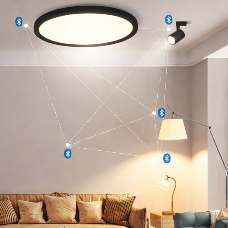 Brilagi - LED RGBW Ρυθμιζόμενο φωτιστικό οροφής VIBE LED/36W/230V 3000-6500K διάμετρος 40 cm μαύρο + τηλεχειριστήριο