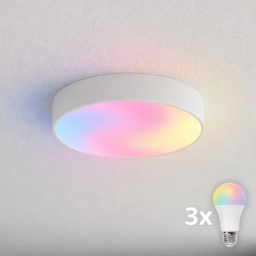 Brilagi - LED RGBW ρυθμιζόμενο φωτιστικό οροφής για μπάνιο CLARE 3xE27/9W/230V 2700-6500K Ø 40 cm IP54 Wi-Fi λευκό