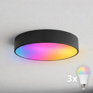 BRILAGI - LED RGBW Ρυθμιζόμενο φωτιστικό οροφής μπάνιου CLARE 3xE27/12W/230V 2700-6500K διάμ. 40 cm IP54 μαύρο