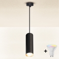 Brilagi - LED RGBW Ρυθμιζόμενο κρεμαστό φωτιστικό με καλώδιο ανάρτησης SELE 1xGU10/4,8W/230V 3000K μαύρο/χρυσό + τηλεχειριστήριο