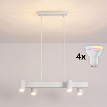 Brilagi - LED RGBW ρυθμιζόμενο κρεμαστό φωτιστικό με καλώδιο SELE 4xGU10/6,5W/230V 2700-6500K λευκό