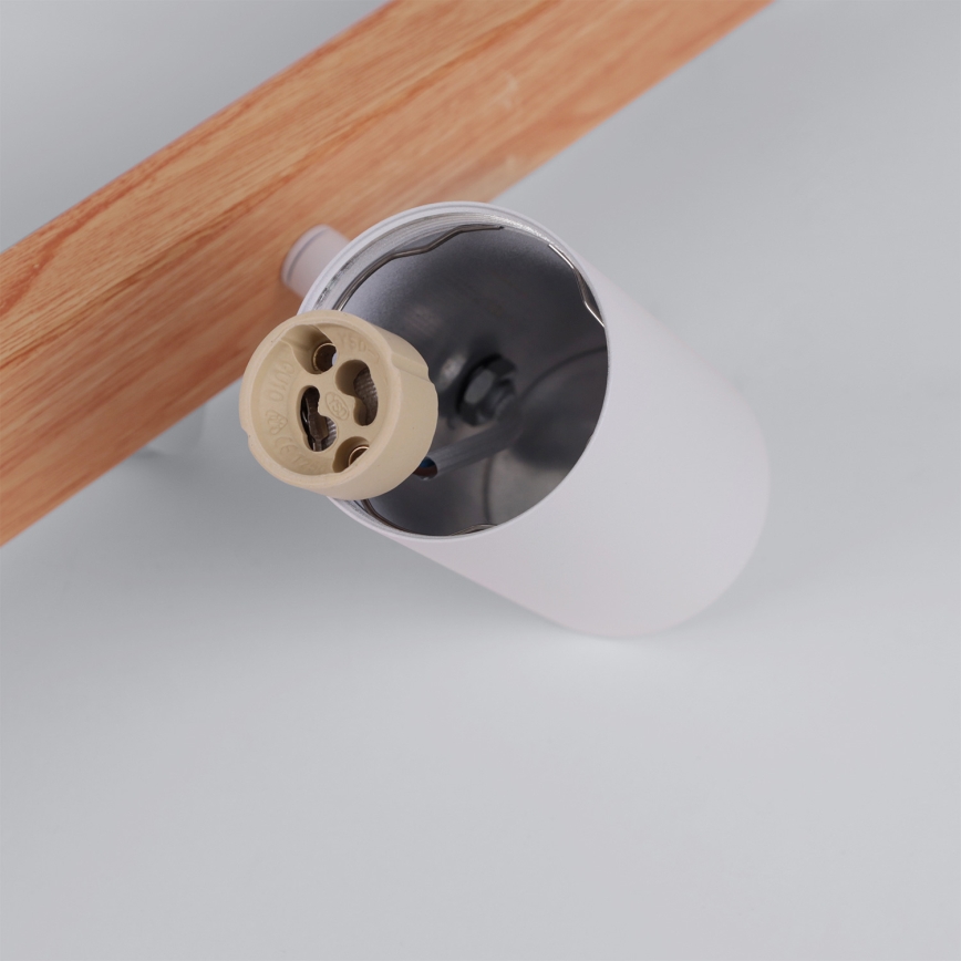 Brilagi - LED RGBW ρυθμιζόμενο φωτιστικό οροφής με καλώδιο SELE 6xGU10/6,5W/230V 2700-6500K λευκό/φινίρισμα δρυός + τηλεχειριστήριο