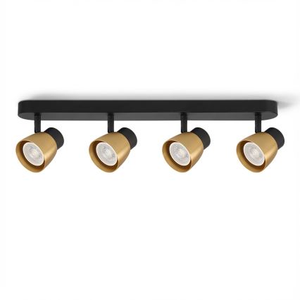 Brilagi - LED RGBW Ρυθμιζόμενο σποτ φωτιστικό NUGGET 4xGU10/4,8W/230V 3000K μαύρο/χρυσό + τηλεχειριστήριο