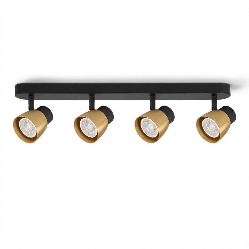 Brilagi - LED RGBW Ρυθμιζόμενο σποτ φωτιστικό NUGGET 4xGU10/4,8W/230V 3000K μαύρο/χρυσό + τηλεχειριστήριο