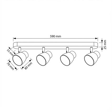 Brilagi - LED RGBW Ρυθμιζόμενο σποτ φωτιστικό NUGGET 4xGU10/4,8W/230V 3000K μαύρο/χρυσό + τηλεχειριστήριο