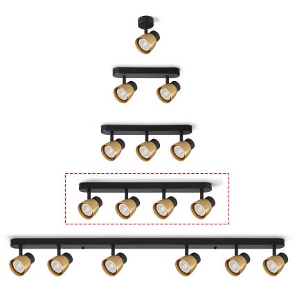 Brilagi - LED RGBW Ρυθμιζόμενο σποτ φωτιστικό NUGGET 4xGU10/6W/230V 3000K μαύρο/χρυσό + τηλεχειριστήριο