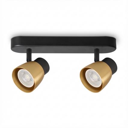 Brilagi - LED RGBW ρυθμιζόμενο σποτ φωτιστικό NUGGET 2xGU10/4,8W/230V 3000K μαύρο/χρυσό + τηλεχειριστήριο
