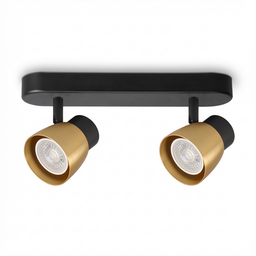Brilagi - LED RGBW ρυθμιζόμενο σποτ φωτιστικό NUGGET 2xGU10/4,8W/230V 3000K μαύρο/χρυσό + τηλεχειριστήριο