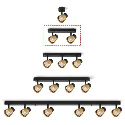 Brilagi - LED RGBW ρυθμιζόμενο φωτιστικό σποτ NUGGET 2xGU10/6W/230V 2700-6500K Wi-Fi μαύρο/χρυσό
