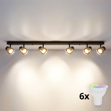Brilagi - LED RGBW Ρυθμιζόμενο σποτ φωτιστικό NUGGET 6xGU10/6,5W/230V 2700-6500K Wi-Fi μαύρο/χρυσό