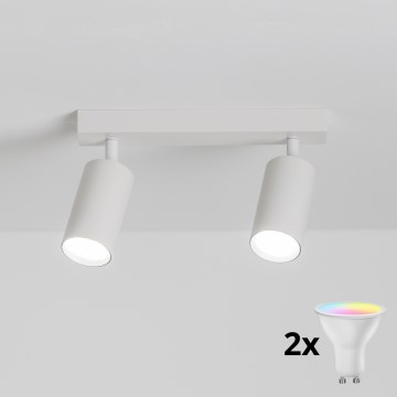 Brilagi - LED RGBW ρυθμιζόμενο σποτ φωτιστικό SELE 2xGU10/4,8W/230V 3000K λευκό + τηλεχειριστήριο