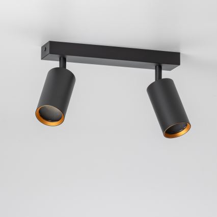 Brilagi - LED RGBW Ρυθμιζόμενο σποτ φωτιστικό SELE 2xGU10/4,8W/230V 3000K μαύρο/χρυσό + τηλεχειριστήριο