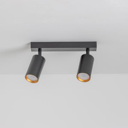 Brilagi - LED RGBW Ρυθμιζόμενο σποτ φωτιστικό SELE 2xGU10/4,8W/230V 3000K μαύρο/χρυσό + τηλεχειριστήριο