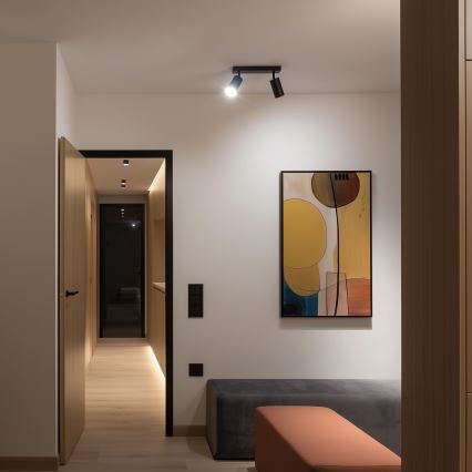 Brilagi - LED RGBW Ρυθμιζόμενο σποτ φωτιστικό SELE 2xGU10/6W/230V 3000K μαύρο/χρυσό + τηλεχειριστήριο