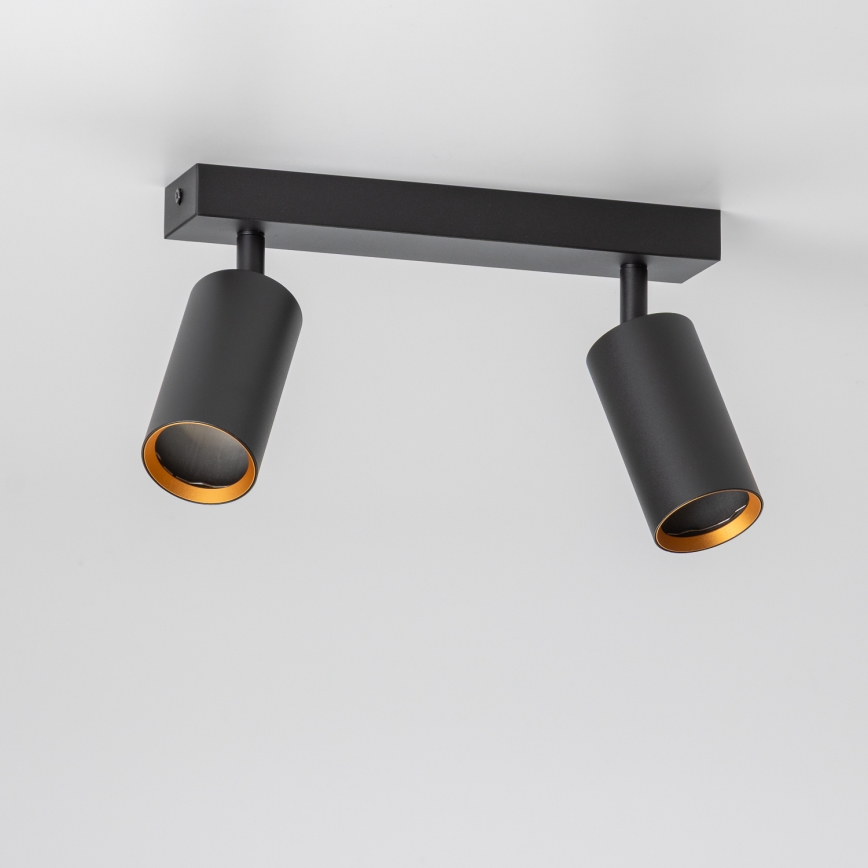 Brilagi - LED RGBW Ρυθμιζόμενο σποτ φωτιστικό SELE 2xGU10/6W/230V 3000K μαύρο/χρυσό + τηλεχειριστήριο