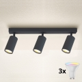 Brilagi - LED RGBW ρυθμιζόμενο σποτ φωτιστικό SELE 3xGU10/4,8W/230V 3000K ανθρακί + τηλεχειριστήριο