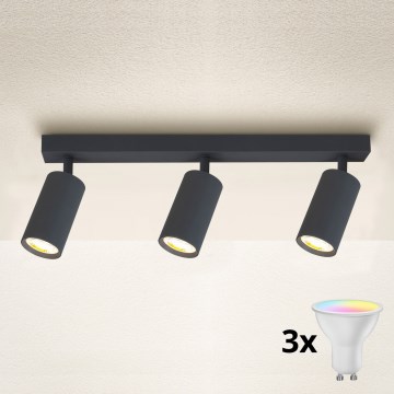 Brilagi - LED RGBW ρυθμιζόμενο σποτ φωτιστικό SELE 3xGU10/4,8W/230V 3000K ανθρακί + τηλεχειριστήριο