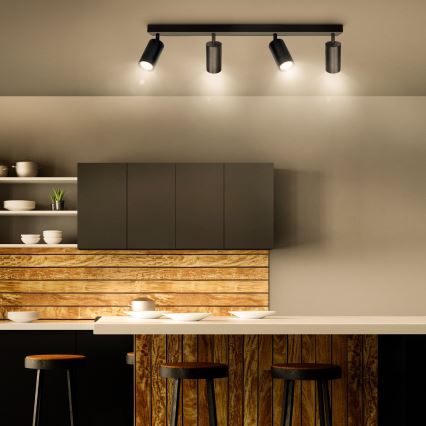 Brilagi - LED RGBW ρυθμιζόμενο σποτ φωτιστικό SELE 4xGU10/4,8W/230V 3000K μαύρο + τηλεχειριστήριο