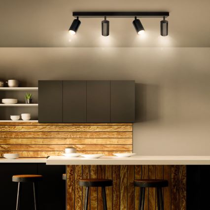 Brilagi - Ρυθμιζόμενο LED RGBW σποτ SELE 4xGU10/4,8W/230V 3000K μαύρο/χρυσό + τηλεχειριστήριο
