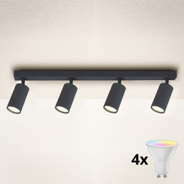 Brilagi - LED RGBW Ρυθμιζόμενο σποτ φωτιστικό SELE 4xGU10/6W/230V 3000K ανθρακί + τηλεχειριστήριο