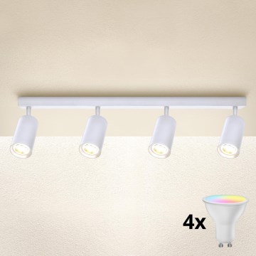 Brilagi - LED RGBW ρυθμιζόμενο σποτ φωτιστικό SELE 4xGU10/6W/230V 3000K λευκό + τηλεχειριστήριο