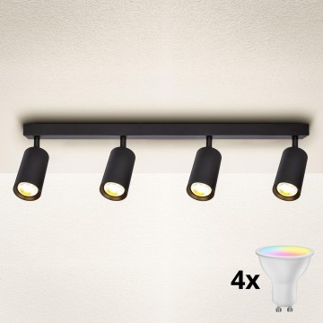 Brilagi - LED RGBW ρυθμιζόμενο σποτ φωτιστικό SELE 4xGU10/6W/230V 3000K μαύρο + τηλεχειριστήριο