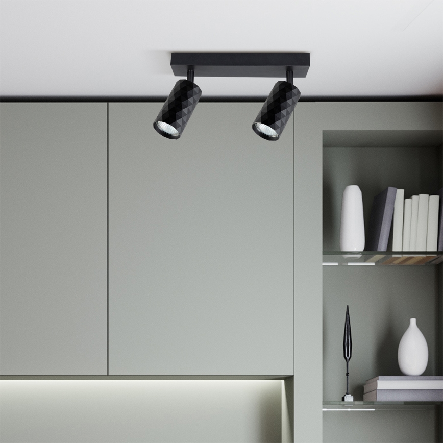 Brilagi - Ρυθμιζόμενο σποτ LED RGBW SELE DIAMANT 2xGU10/4,8W/230V 3000K μαύρο + τηλεχειριστήριο