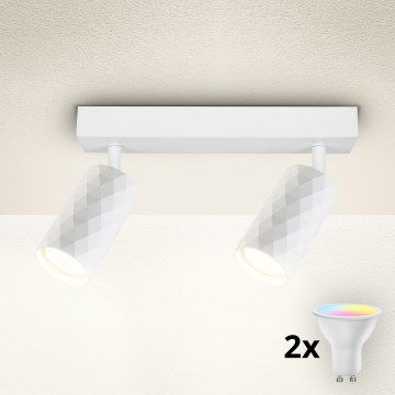 Brilagi - LED RGBW ρυθμιζόμενο σποτ φωτιστικό SELE DIAMANT 2xGU10/6W/230V 3000K λευκό + τηλεχειριστήριο