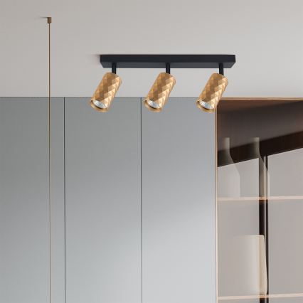 Brilagi - LED RGBW ρυθμιζόμενο σποτ φωτιστικό SELE DIAMANT 3xGU10/4,8W/230V 3000K χρυσό + τηλεχειριστήριο