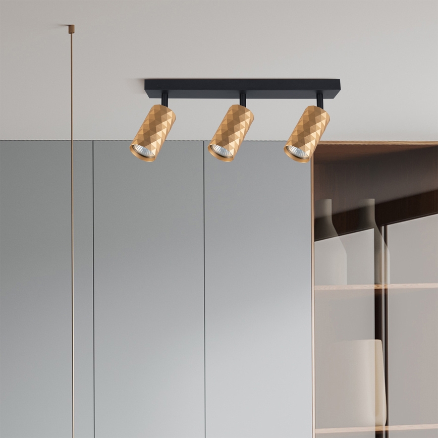Brilagi - LED RGBW ρυθμιζόμενο σποτ φωτιστικό SELE DIAMANT 3xGU10/4,8W/230V 3000K χρυσό + τηλεχειριστήριο