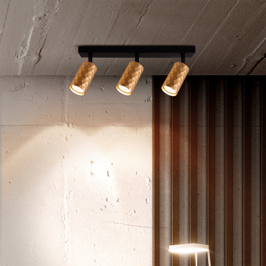 Brilagi - LED RGBW ρυθμιζόμενο σποτ φωτιστικό SELE DIAMANT 3xGU10/4,8W/230V 3000K χρυσό + τηλεχειριστήριο