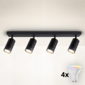 Brilagi - LED RGBW ρυθμιζόμενο σποτ φωτιστικό SELE DIAMANT 4xGU10/4,8W/230V 3000K μαύρο + τηλεχειριστήριο